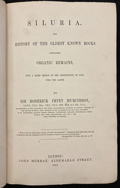 Title page, Siluria, by Roderick Murchison, 1854 (Linda Hall Library)