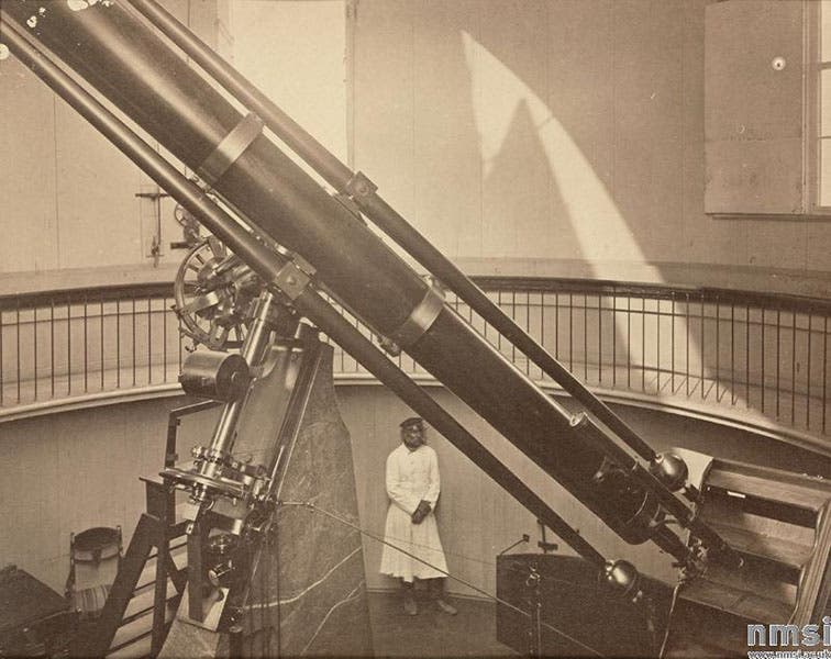 The 15-inch Merz and Mahler refractor commissioned by F.G.W. von Struve for Pulkovo Observatory, 1839 (harvard.edu, courtesy of Tom Fine)