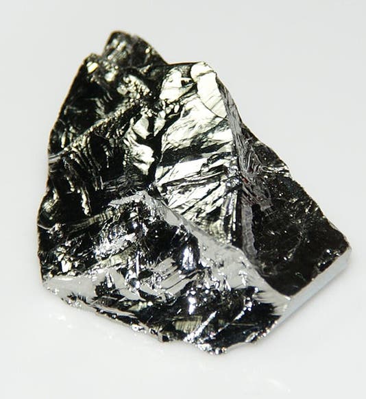 The metal germanium, the 32nd element, atomic weight 72.63, discovered by Clemens Winkler in 1886 (Wikimedia commons)