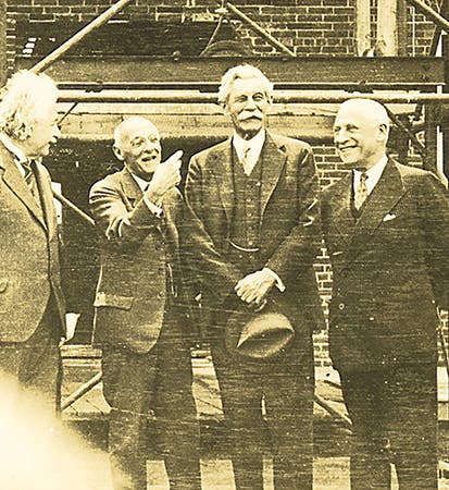 Einstein, Flexner (<i>second from left</i>) and two others, 1939 (Institute for Advanced Study)