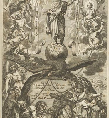 Engraved title page, Johann Zahn, <i>Specula physico-mathematico-historica</i>, vol. 1, 1696 (Linda Hall Library)