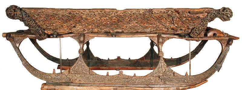 One of the carved sledges recovered with the Oseberg ship (Museum of Cultural History, University of Oslo)