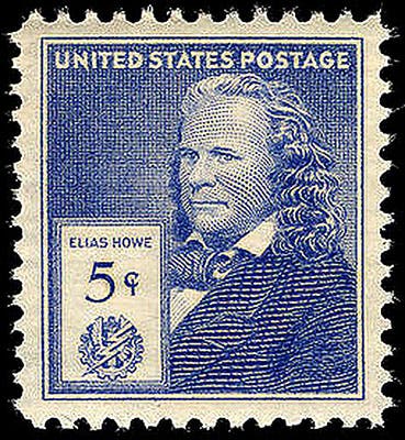U.S. postage stamp commemorating Elias Howe, 1940 (Wikimedia commons)