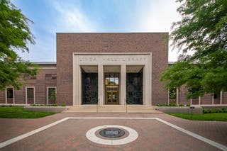 Photo of the front entrance of Linda Hall Library