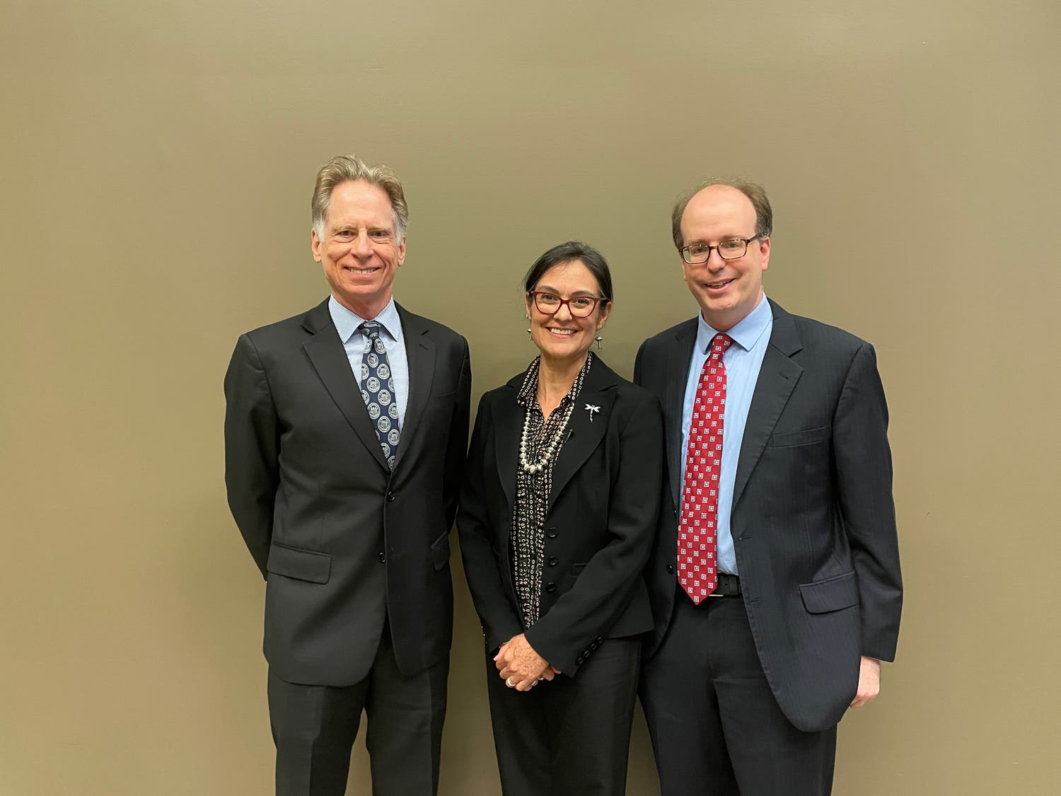 Roger Hart (2023-24 NEH Postdoctoral Fellow, Linda Hall Library), Shelly Lowe (Chair, National Endowment for the Humanities), and Benjamin Gross (Vice President for Research and Scholarship, Linda Hall Library)