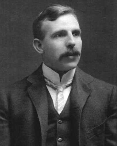 Portrait of Ernest Rutherford, the true discoverer of radon, photograph, ca 1905 (Wikimedia commons)