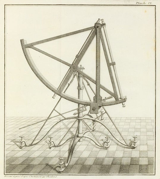 Quadrant, used for stellar observations, engraving, César-François Cassini de Thury, La meridienne de l'observatoire Royal de Paris, 1744 (Linda Hall Library)