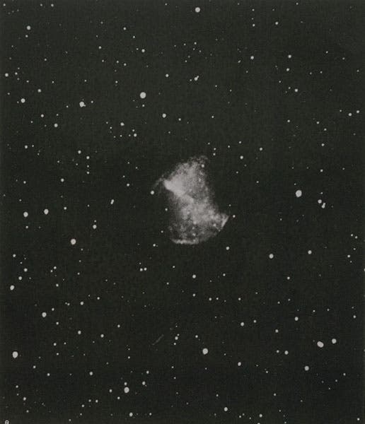 The Dumbbell Nebula in Vulpecula, collotype, enlarged 10X, photo taken Aug. 6, 1894, 60 min. exposure, in William E. Wilson, Astronomical and Physical Researches, 1900 (Linda Hall Library)
