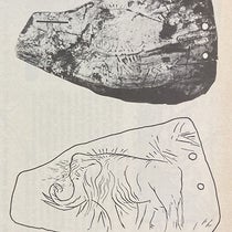 Photograph and sketch of the Holly Oak pendant, supposedly found by Hilborne T. Cresson at Holly Oak, Delaware, before 1865, Science, vol. 192, no. 4241, p. 757, May 21, 1976 (Linda Hall Library)