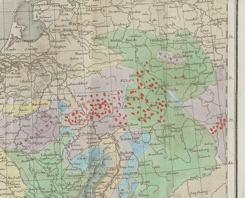 The volcanic region east of Cologne, across the Rhine, detail of first image, 1822 (Linda Hall Library)