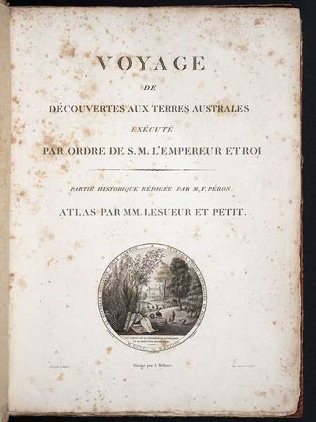 Title page of the Atlas to François Péron, Voyage de découvertes aux terres Australes, 1807-16 (Linda Hall Library)