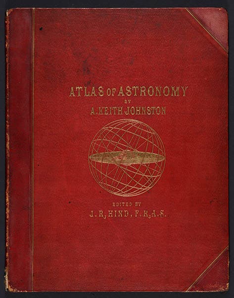 Embossed front cover, Atlas of Astronomy, by Alexander Keith Johnston, 1855 (Linda Hall Library)