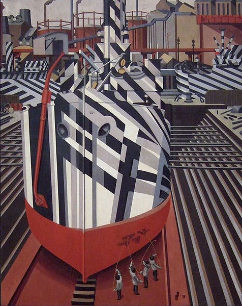 Dazzle-ships in Drydock at Liverpool, by Edward Wadsworth, oil on canvas, 1919, National Art Gallery of Canada (Wikimedia commons)