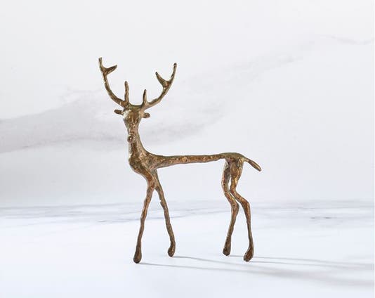 Cerf (stag), patinated bronze sculpture, by Diego Giacometti, ca 1975, sold at Christie’s, Nov. 18, 2019 (christies.com)