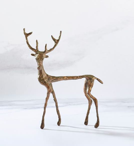 Cerf (stag), patinated bronze sculpture, by Diego Giacometti, ca 1975, sold at Christie’s, Nov. 18, 2019 (christies.com)
