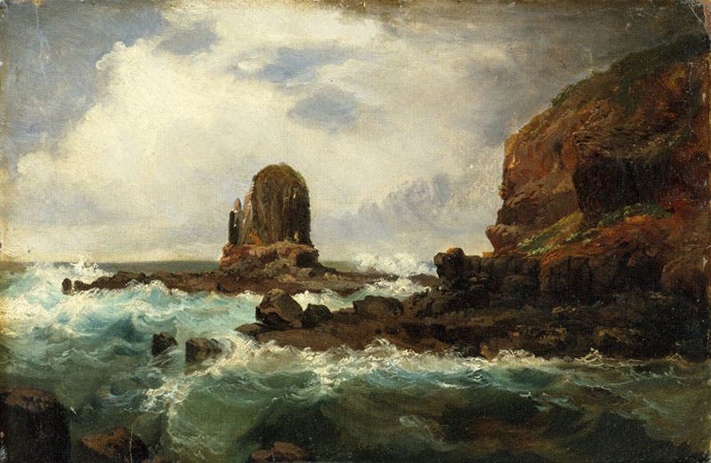 Pulpit Rock at Cape Schrank, oil on canvas, by Nicholas Chevalier, Art Gallery of New South Wales (artgallery.nsw.gov.au)