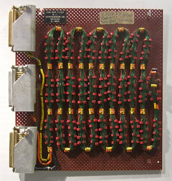 Rope memory for storing computer programs for the Apollo Guidance Computer (Wikimedia commons)