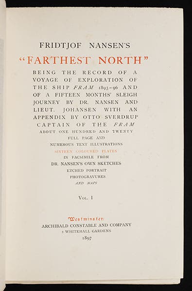 Title page of Nansen, Farthest North, 1897 (Linda Hall Library)