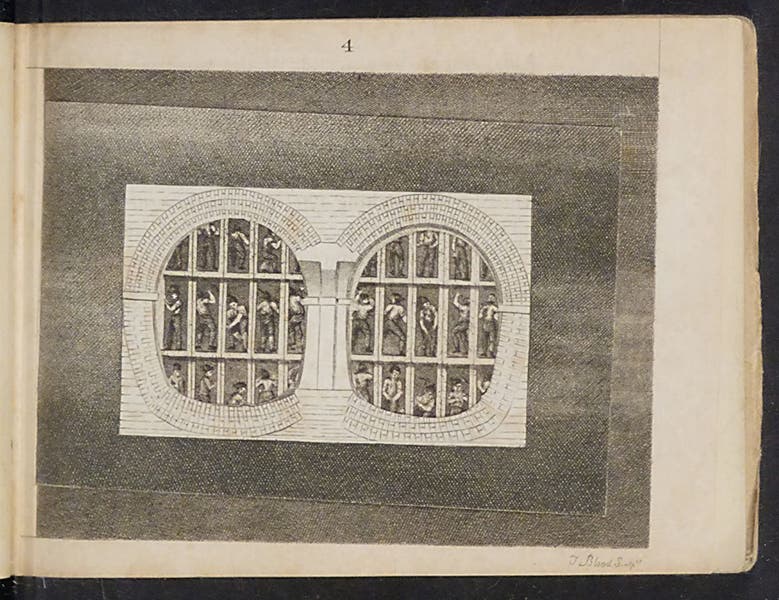 End-view of the advancing tunneling shield, with an overlapping template with completed masonry, covering the shield, Sketches of the Works for the Tunnel under the Thames, from Rotherhithe to Wapping, 1828 (Linda Hall Library)