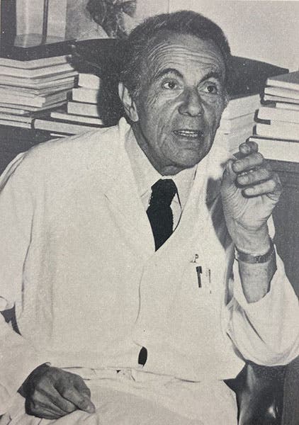 François Jacob as the elder statesman of molecular biology, photograph, inside dust jacket, The Statue Within (Basic Books, 1988) (author’s copy)