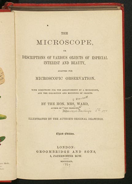 Title page, Mary Ward, The Microscope, 3rd ed., 1869 (Linda Hall Library)