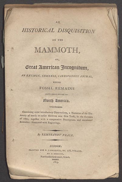 Title page of An Historical Disquisition on the Mammoth, by Rembrandt Peale, 1803 (Linda Hall Library)