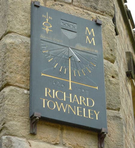 Sundial on Towneley Hall, modern commemoration of Richard Towneley, Burnley, Lancashire (Wikimedia commons)