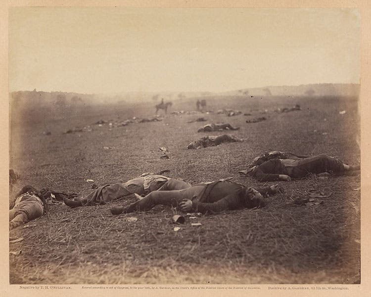 “Harvest of Death” photograph of dead Confederate soldiers at Gettysburg, 1863. (Gilman Collection, The Metropolitan Museum of Art)