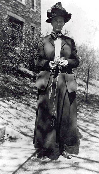 Portrait of Florence Bascom, holding a compass, undated photograph, Florence Bascom Papers, Smith College (onwisconsin.uwalumni.com)