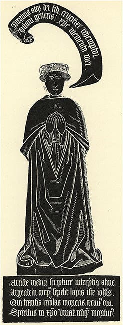 Portrait brass of John Argentein, King’s College Chapel, Cambridge, from the Transactions of the Cambridge Bibliographical Society, 1956 (jstor)