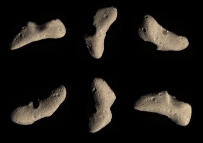 Six views of Eros, imaged by the NEAR spacecraft, 2000 (NASA)