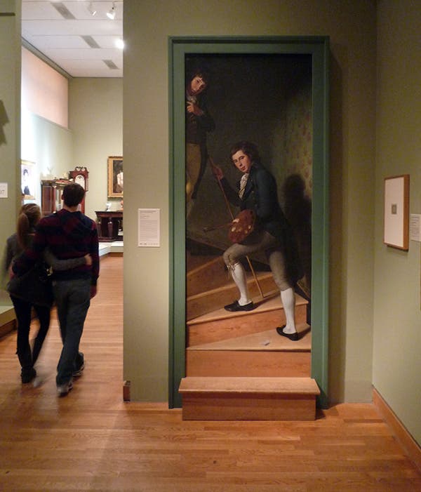Staircase Group, by Charles Willson Peale, a view of its placement in the Philadelphia Museum of Art (Steven Zucker on Flickr)