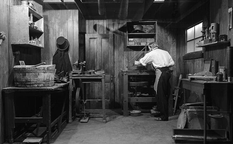 Henry Fitz’s reconstructed workshop, at one time on display in the Arts and Industries Building, Smithsonian (siarchives.si.edu)