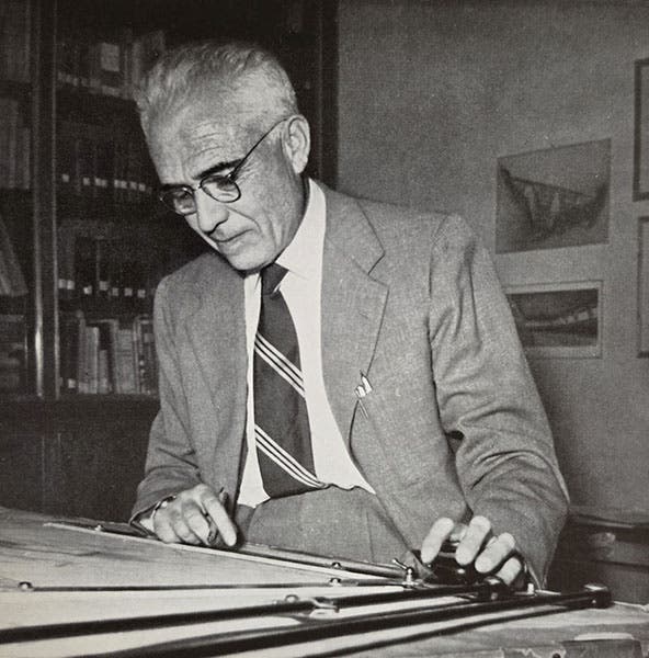 Portrait of Pier Luigi Nervi at work, The Works of Pier Luigi Nervi, by Ernesto Rogers, 1957 (author’s copy)