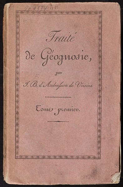 Front cover, Traité de géognosie, by Jean-François d’Aubuisson de Voisins, vol. 1, 1819 (Linda Hall Library)