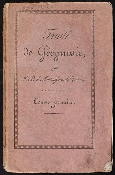 Front cover, Traité de géognosie, by Jean-François d’Aubuisson de Voisins, vol. 1, 1819 (Linda Hall Library)