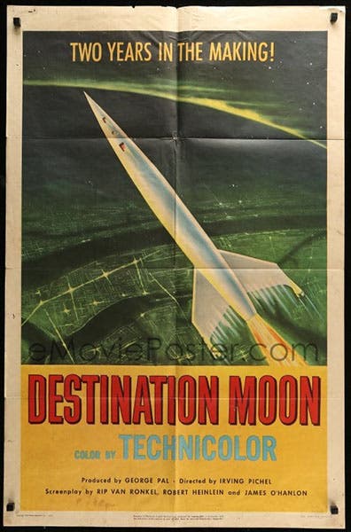 Movie poster for Destination Moon, produced by George Pal, 1950 (cinemahistoryonline.com)