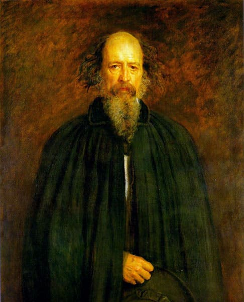 Alfred Lord Tennyson, oil portrait by John Everett Millais, 1881 (Lady Lever Art Gallery, Liverpool, via Wikimedia commons)