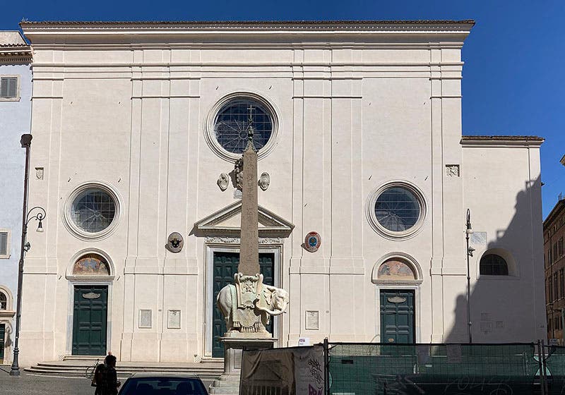 Façade of the Dominican church of Santa Maria sopra Minerva, Rome, where Galileo was brought before the Inquisition in 1633 (Wikimedia commons)