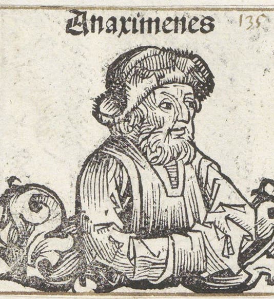 Imaginary portrait of Anaximenes of Miletus, from the Nuremberg Chronicle, 1493 (visionlearning.com)