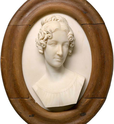 Lady Jane Franklin, sculpted marble relief, after Thomas Bock, 1866-75 (National Portrait Gallery of Australia)