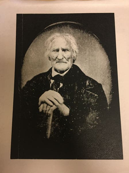 Portrait of James Wilson, daguerreotype, ca. 1850, age 87, reproduced in the Burlington Free Press (burlingtonfreepress.com)