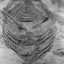 Impression of the excavated ship at Sutton Hoo, Suffolk, photograph, 1939, British Museum (britishmuseum.org)