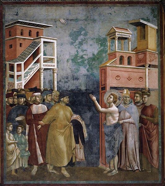 Renunciation of Worldly Goods, part of the St. Francis cycle, by Giotto (some contest this attribution), Upper Church, San Francesco, Assisi, 1297-99 (wga.hu)