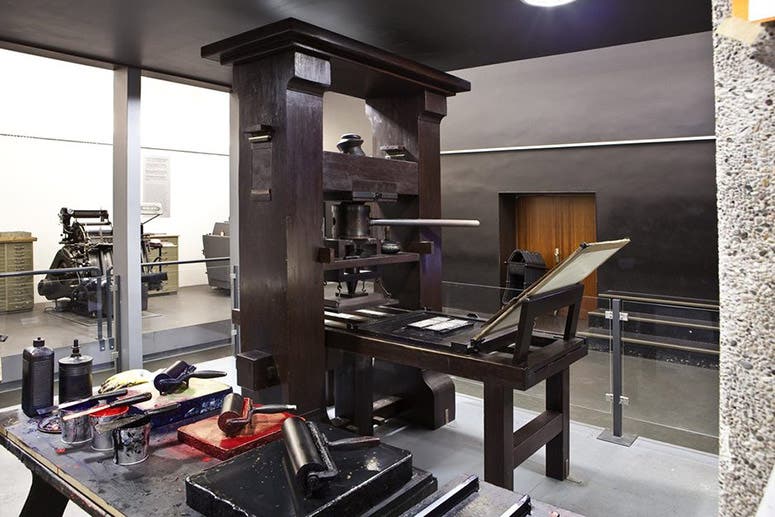 Replica of the original wooden printing press of Johannes Gutenberg, Gutenberg Museum, Mainz (mainz.de)