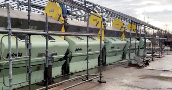 A row of Hydrolox water screens at the North American Refinery