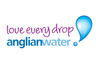 Logo for Anglian water, tagline "love every drop" with water droplet