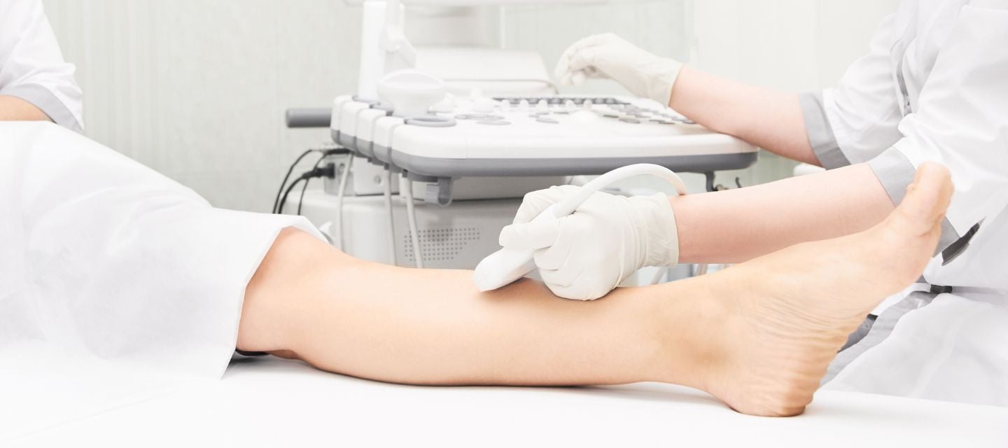 Patient having an ultrasound scan of the leg
