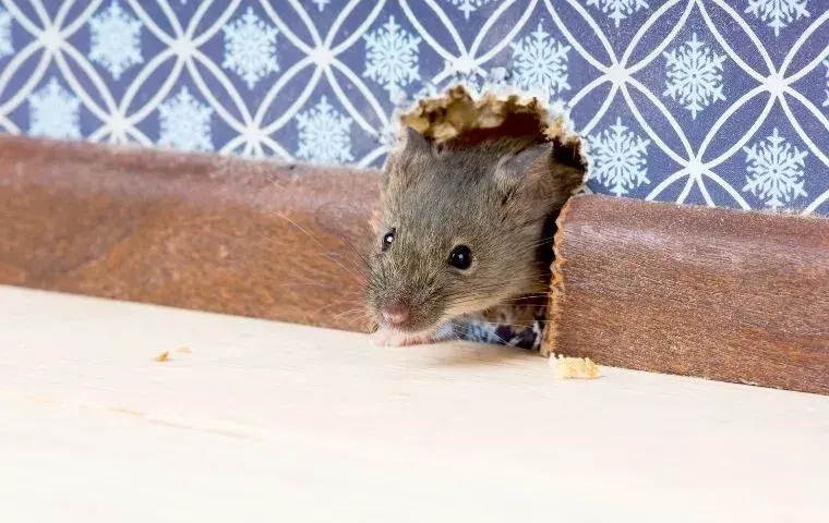 A brown mouse inside the wall of a home