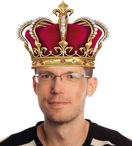 Michal Kadak wearing a crown